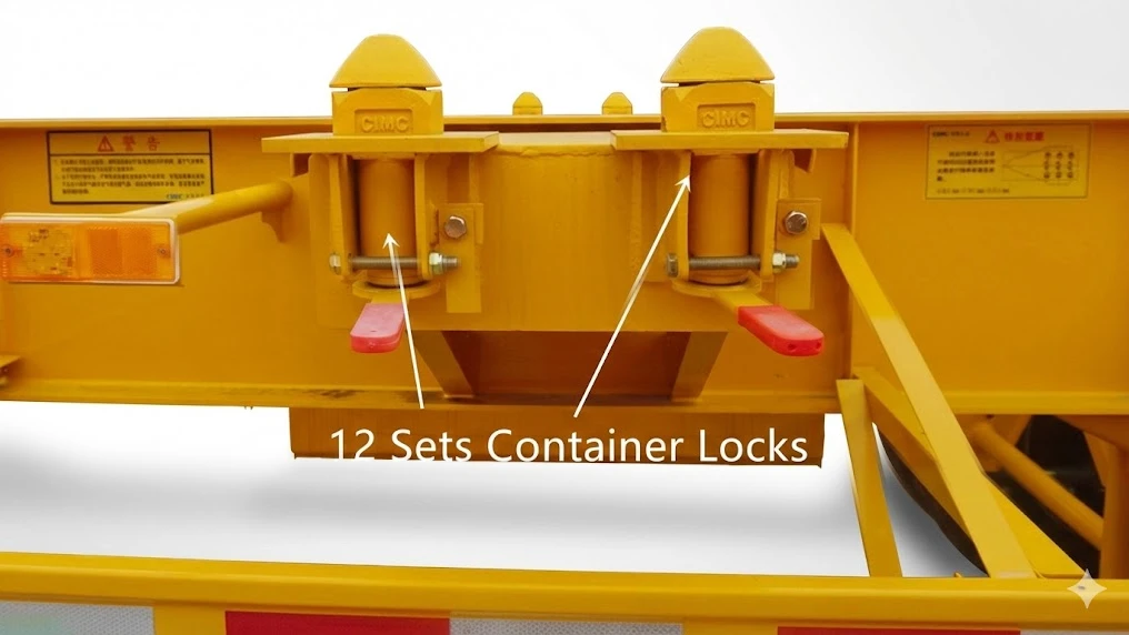 Detail of ISO container twist lock.