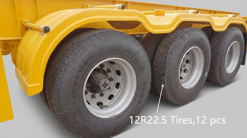 Heavy-duty tire system and reinforced mudguards.