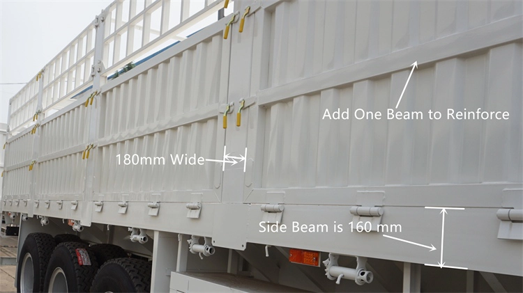 Kales fence trailer side structure featuring 160mm square tube edge beam.