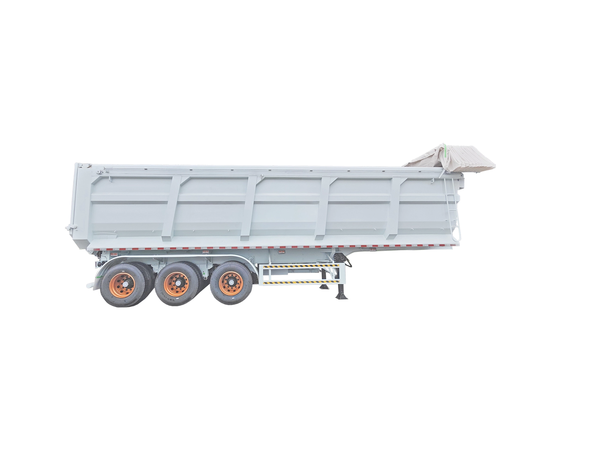 80 Ton Tipper Trailer with Electric Tarp System – Heavy-Duty U-Shape Rear Tipping Trailer for Sand, Coal & Construction