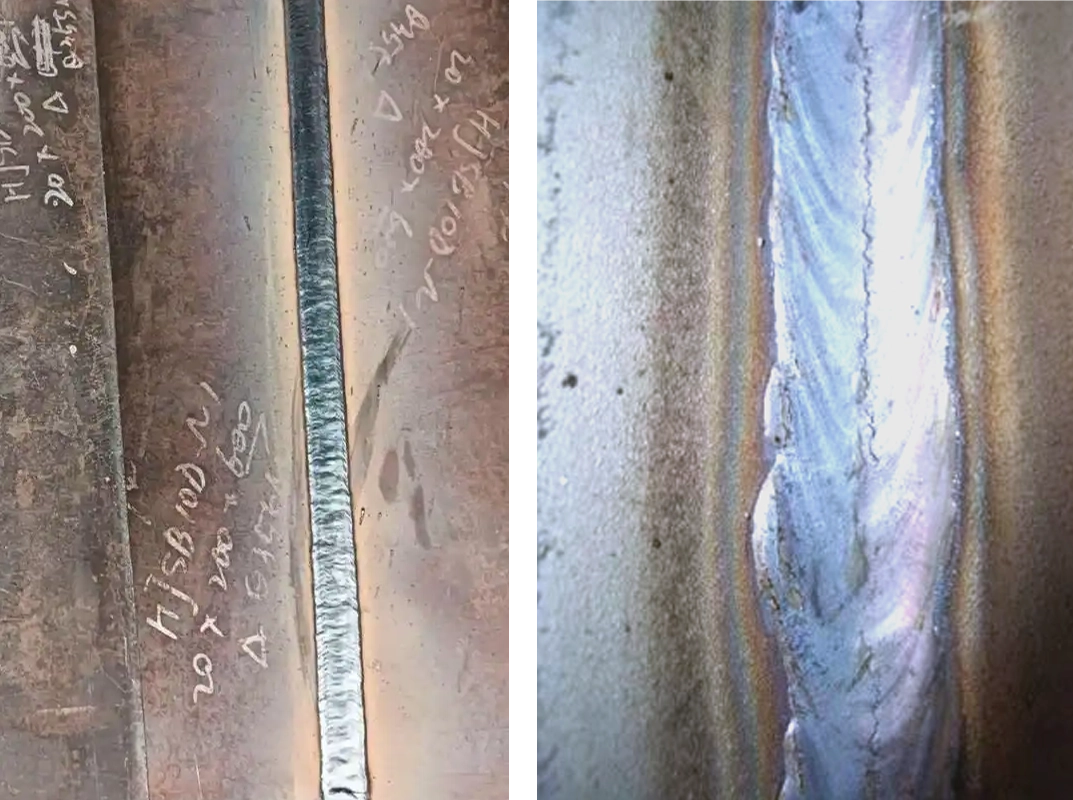 Microscopic comparison of Healthy Weld vs. Cold Crack in High Tensile Steel