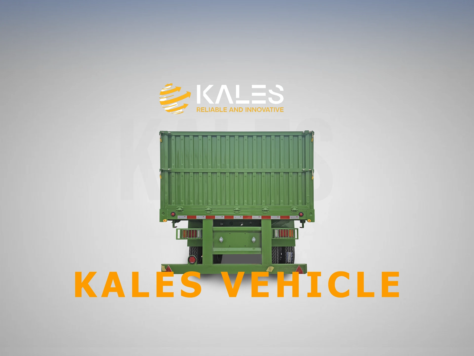 Rear view of the 3-axle drop side trailer showing reinforced rear bumper and LED tail lights.