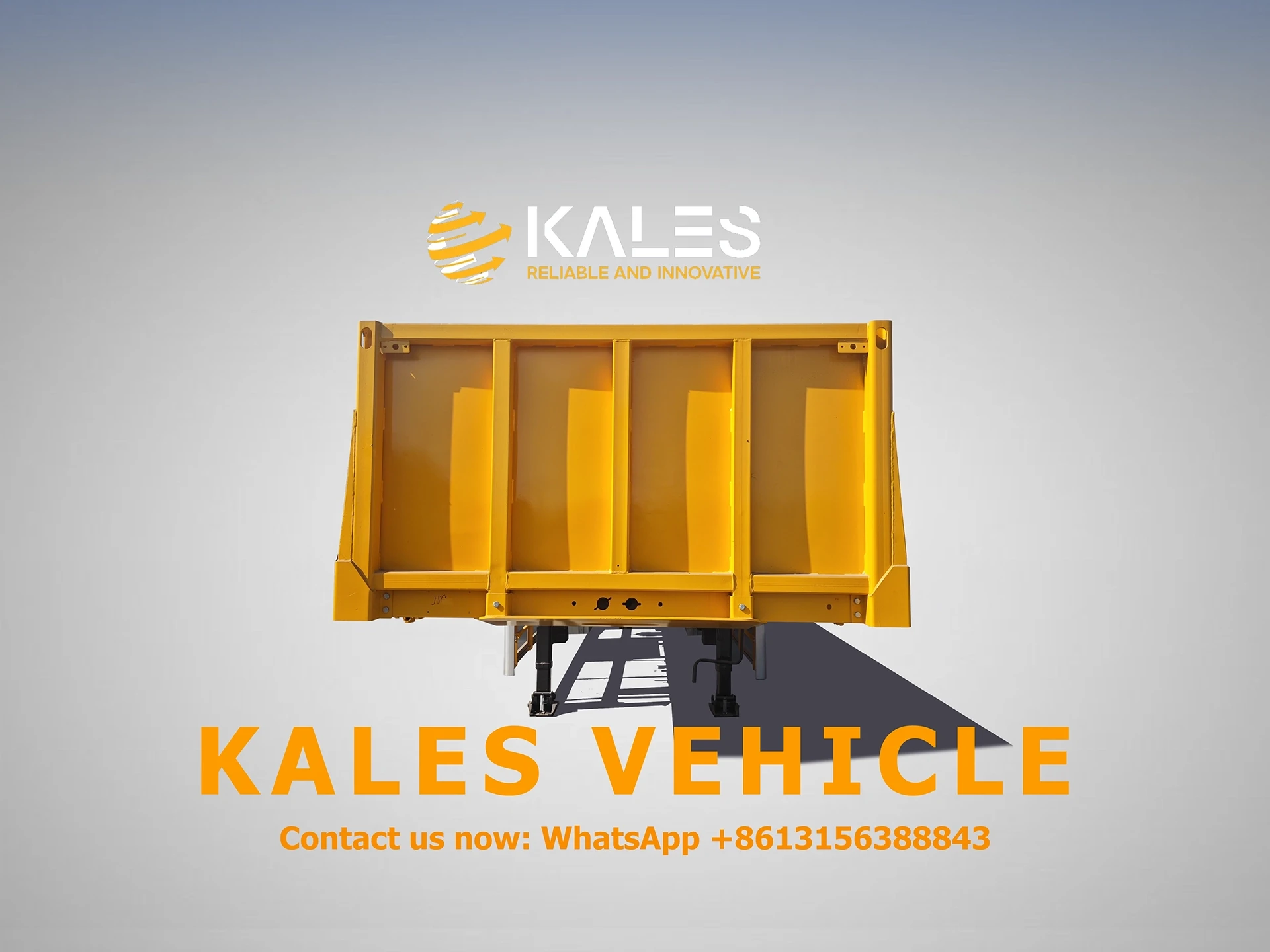 Heavy-duty front wall headboard and 7-pin ISO electrical socket connections on Kales flatbed.