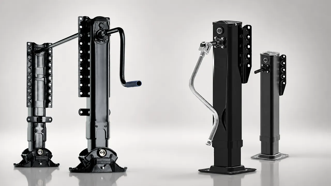 Comparison image showing linked landing gear with cross shaft versus independent landing gear support-leg layout